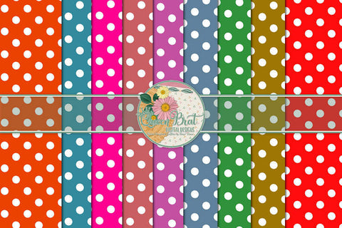 Colored White Dot Papers Digital Pattern QueenBrat Digital Designs 