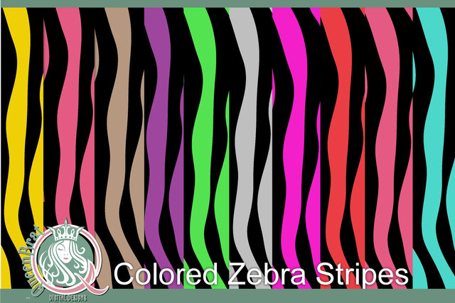 Colored Zebra Stripes Digital Pattern QueenBrat Digital Designs 