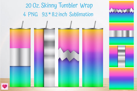 Colorful 20 Oz Straight Skinny Tumbler Design Sublimation Kseniia designer 