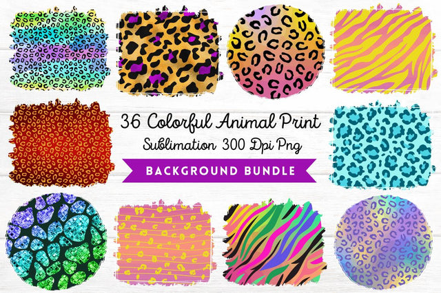 Colorful Animal Print Sublimation Background PNG Bundle Sublimation Regulrcrative 