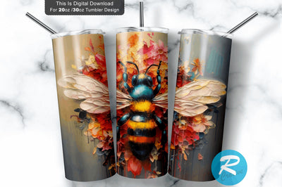 Colorful Bee 20 oz / 30 oz Skinny Tumbler Sublimation Regulrcrative 