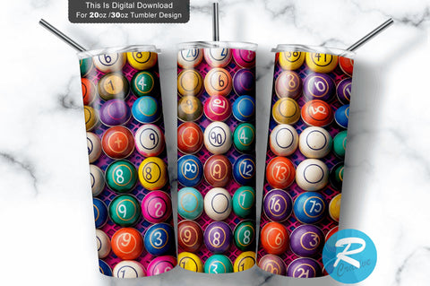 Colorful Bingo 20 Oz / 30 Oz Tumbler PNG Sublimation Regulrcrative 