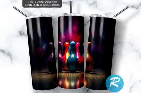 Colorful Bowling 20 oz / 30 oz Skinny Tumbler Sublimation Regulrcrative 