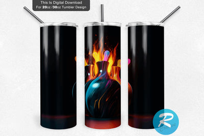 Colorful Bowling Fire 20 oz / 30 oz Skinny Tumbler Sublimation Regulrcrative 