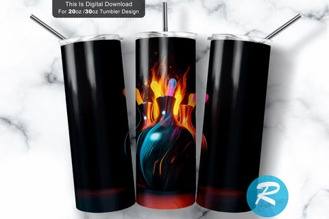 Colorful Bowling Fire 20 oz / 30 oz Skinny Tumbler Sublimation Regulrcrative 