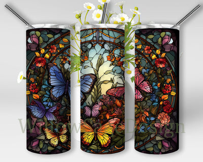 Colorful Butterflies 20oz Skinny Tumbler Png, Beautiful Butterfly With Vector Flowers Tumbler, Tumbler Wrap Floral Spring Flowers, Flowers Butterflies Tumbler Sublimation WillowSageDesign 
