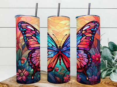 Colorful Butterflies Flowers 20oz Skinny Tumbler Png, Butterflies Tumbler Design, Butterflies Tumbler, Colorful Butterfly Landscape Tumbler, Instant Digital Download Png Sublimation iStyleDesign 