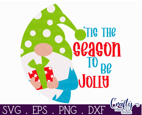 Colorful Christmas Round Sign, Tis The Season To Be Jolly SVG Crafty Mama Studios 