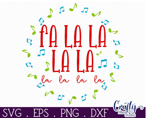 Colorful Christmas Svg Round Sign, Fa La La La La SVG Crafty Mama Studios 