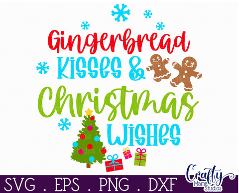 Colorful Christmas Svg Round Sign, Gingerbread Kisses SVG Crafty Mama Studios 