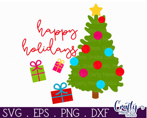 Colorful Christmas Svg Round Sign, Happy Holidays SVG Crafty Mama Studios 