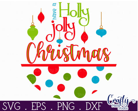 Colorful Christmas Svg Round Sign, Holly Jolly Christmas SVG Crafty Mama Studios 