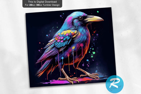 Colorful Crow Bird 20 oz / 30 oz Skinny Tumbler Sublimation Regulrcrative 