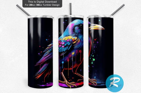Colorful Crow Bird 20 oz / 30 oz Skinny Tumbler Sublimation Regulrcrative 