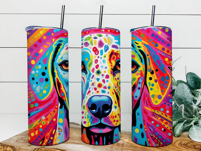 Colorful Dalmatian 20oz Skinny Tumbler Png, Colorful Dachshund Flower Tumbler Png, Dog Lovers Tumbler Gift, Stained Glass Dachshund Tumbler Sublimation iStyleDesign 