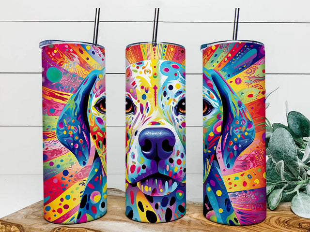 Colorful Dalmatian 20oz Skinny Tumbler Png, Colorful Dachshund Flower Tumbler Png, Dog Lovers Tumbler Gift, Stained Glass Dachshund Tumbler Sublimation iStyleDesign 
