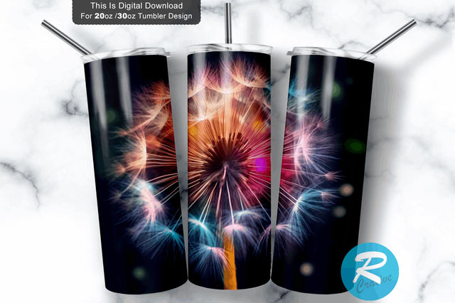 Colorful Dandelion 20 oz / 30 oz Skinny Tumbler Sublimation Regulrcrative 