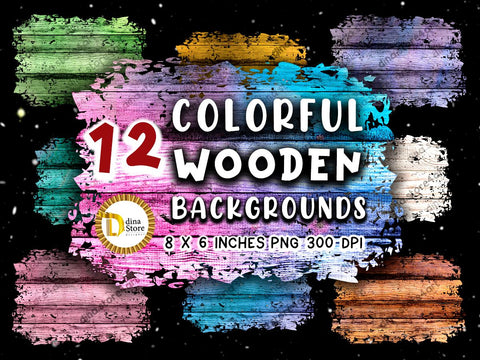 Colorful Distressed wooden Sublimation Background Sublimation Dina.store4art 