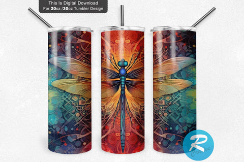 Colorful Dragonfly 20 oz / 30 oz Skinny Tumbler Sublimation Regulrcrative 