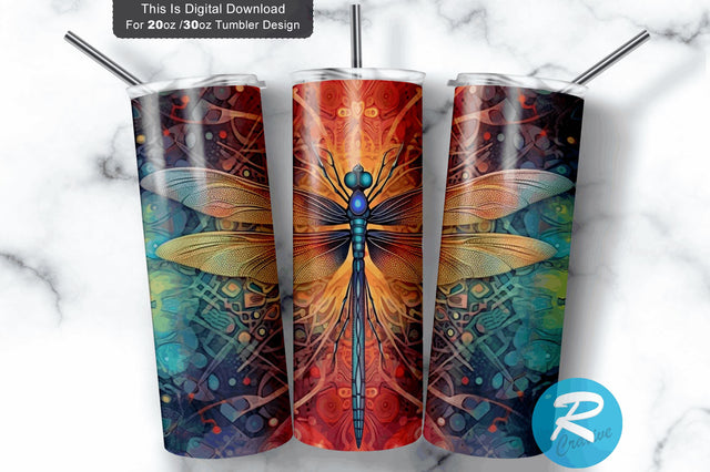 Colorful Dragonfly 20 oz / 30 oz Skinny Tumbler Sublimation Regulrcrative 