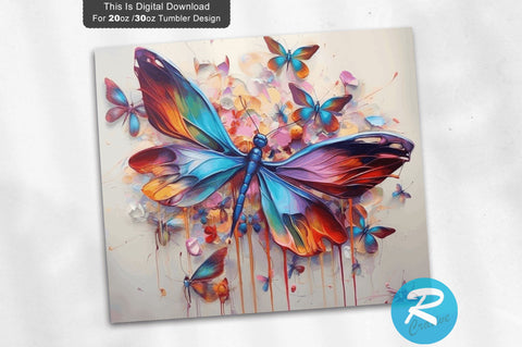 Colorful Dragonflys 20 oz / 30 oz Skinny Tumbler Sublimation Regulrcrative 