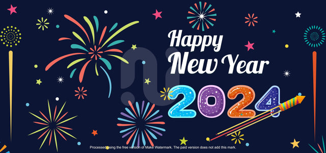 colorful fireworks celebration of Happy New Year 2024 Festivity Background SVG naemmiah021 