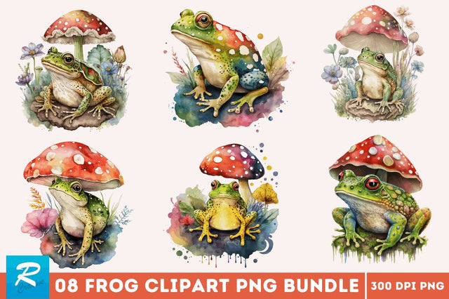 Colorful Frog Clipart Bundle Sublimation Regulrcrative 
