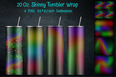 Colorful Glitter Straight Skinny Tumbler Sublimation. Disco Ball Design Sublimation Kseniia designer 