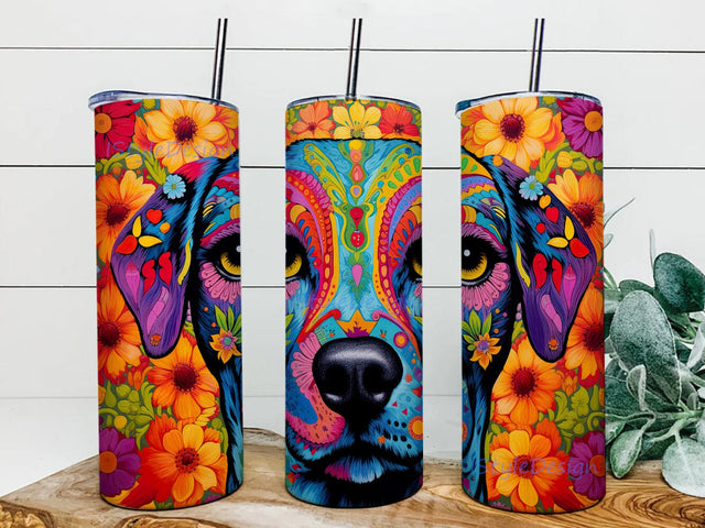 Colorful Great Dane Flowers 20oz Skinny Tumbler Png, Colorful Great Dane Dog Png, Great Dane Colorful Tumbler, Great Dane Flowers Tumbler, Rainbow Alcohol Ink Glitter Sublimation iStyleDesign 