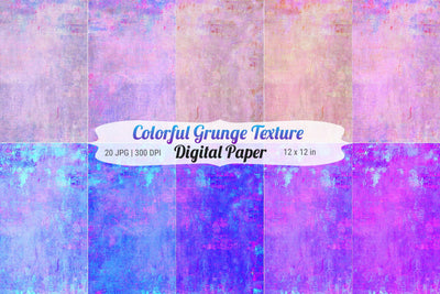 Colorful Grunge Texture Digital Paper Bundle Digital Pattern TheCrafterDepot 