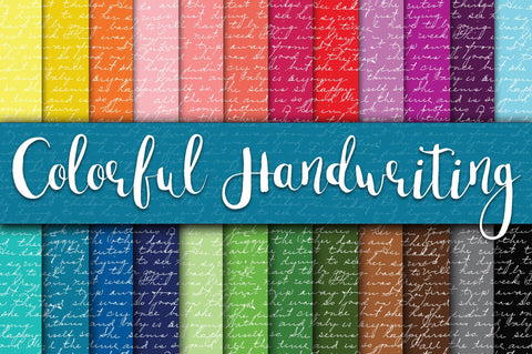 Colorful Handwriting Digital Papers Sublimation Old Market 