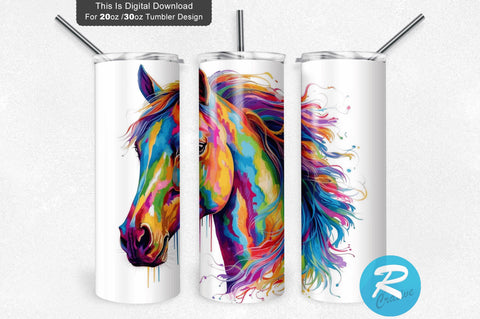 Colorful Horse 20 oz / 30 oz Skinny Tumbler Sublimation Regulrcrative 