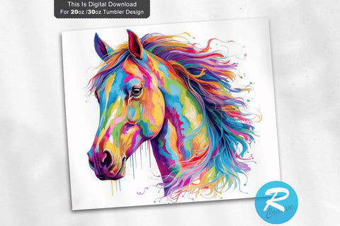 Colorful Horse 20 oz / 30 oz Skinny Tumbler Sublimation Regulrcrative 