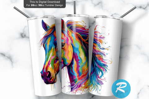 Colorful Horse 20 oz / 30 oz Skinny Tumbler Sublimation Regulrcrative 