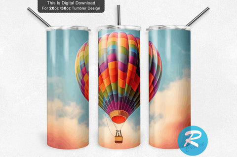 Colorful Hot Air Balloon 20 oz / 30 oz Skinny Tumbler Sublimation Regulrcrative 