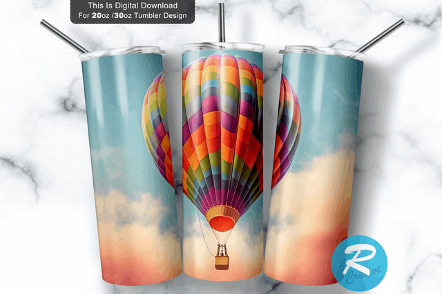 Colorful Hot Air Balloon 20 oz / 30 oz Skinny Tumbler Sublimation Regulrcrative 