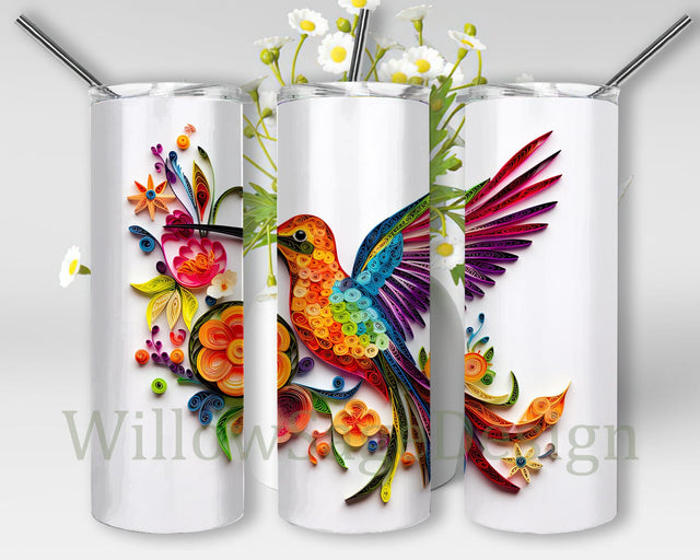 Colorful Hummingbird 20oz Skinny Tumbler Png, Rainbows Watercolor Flower Tumbler, Hummingbird Flowers Tumbler, Colorful Hummingbird Floral Tumbler, Instant Download Png Sublimation WillowSageDesign 