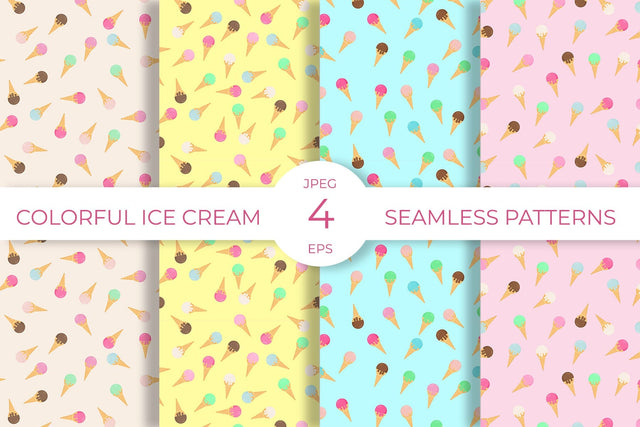 Colorful ice cream waffle cones seamless pattern. Ice cream digital paper Digital Pattern LaBelezoka 