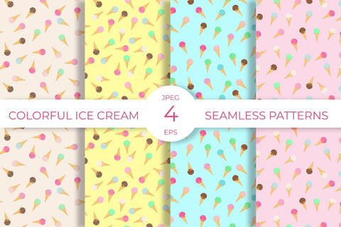 Colorful ice cream waffle cones seamless pattern. Ice cream digital paper Digital Pattern LaBelezoka 
