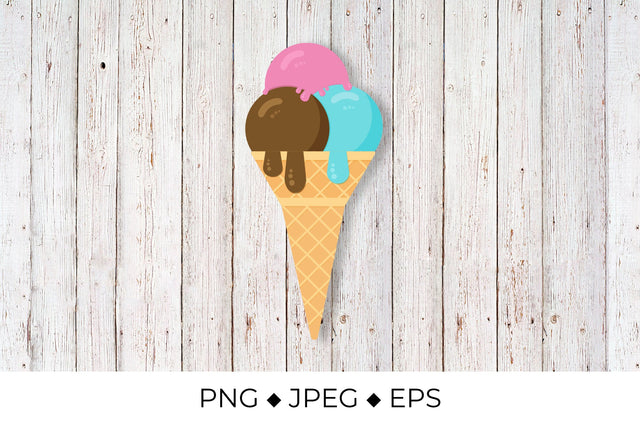 Colorful ice creams waffle cone Sublimation LaBelezoka 