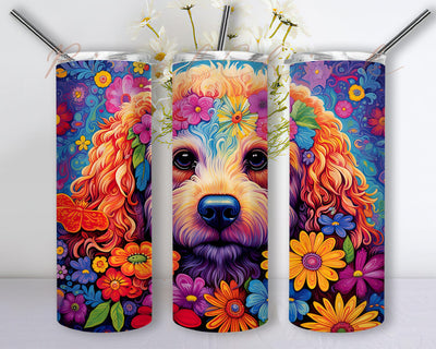 Colorful Labradoodle Flowers 20oz Skinny Tumbler Png, Watercolor Labradoodle Tumbler, Labradoodle Tumbler, Colorful Tumbler Wrap, Colorful Labradoodle Sublimation Sublimation PixelChick 