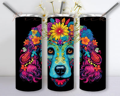 Colorful Labradoodle Flowers 20oz Skinny Tumbler Png, Watercolor Labradoodle Tumbler, Labradoodle Tumbler, Colorful Tumbler Wrap, Colorful Labradoodle Sublimation Sublimation PixelChick 