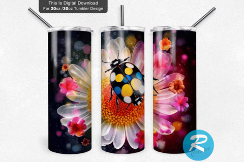 Colorful Ladybug 20 oz / 30 oz Skinny Tumbler Sublimation Regulrcrative 