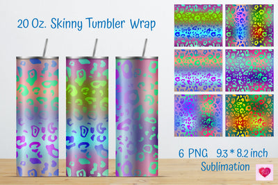 Colorful Leopard 20 Oz Straight Skinny Tumbler Sublimation Sublimation Kseniia designer 