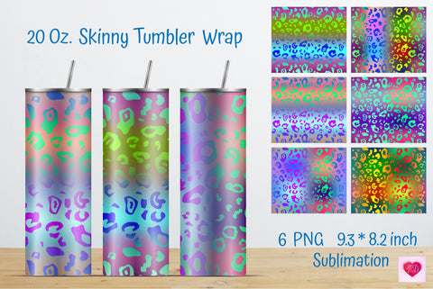 Colorful Leopard 20 Oz Straight Skinny Tumbler Sublimation Sublimation Kseniia designer 