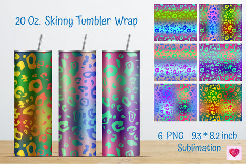 Colorful Leopard 20 Oz Straight Skinny Tumbler Sublimation Sublimation Kseniia designer 
