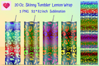 Colorful Leopard 20 Oz Straight Skinny Tumbler Wrap Sublimation Kseniia designer 
