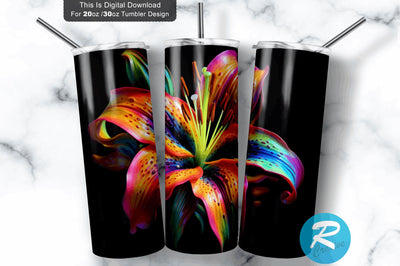 Colorful Lily Flower 20 oz / 30 oz Skinny Tumbler Sublimation Regulrcrative 