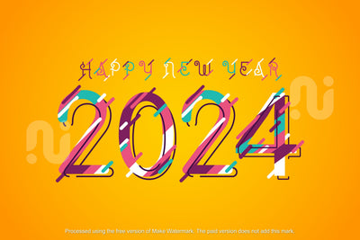 Colorful lines on numbers 2024 New Year yellow background. Greeting concept for 2024 New Year celebration SVG naemmiah021 