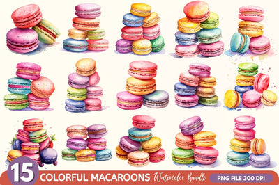 Colorful Macaroons Watercolor Clipart Sublimation Regulrcrative 